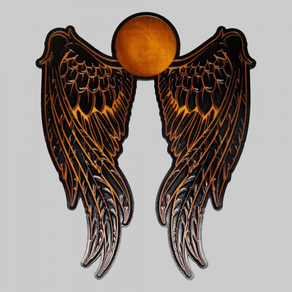 Patch ailes d’ange en cuir embouti – marron vieilli