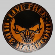 Patch Live Free Ride Hardcore en cuir embouti – marron vieilli