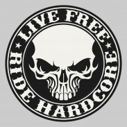 Patch Live Free Ride Hardcore en cuir embouti – noir et blanc