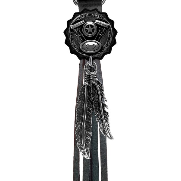 Porte-clés à franges Moteur V-Twin – franges noires