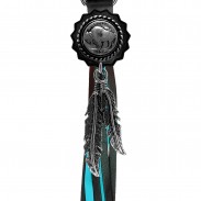 Porte-clés à franges Bison 5 cents – franges noires et turquoise