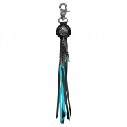 Porte-clés à franges Bison 5 cents – franges noires et turquoise