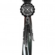 Porte-clés à franges Croix de Malte chaîne – franges noires et blanches