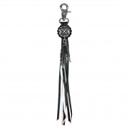 Maltese Cross with Chain fringe keyring – black and white fringes