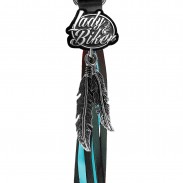 Porte-clés à franges Lady Biker – franges noires et turquoise