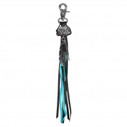 Porte-clés à franges Lady Biker – franges noires et turquoise