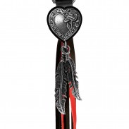 Porte-clés à franges Cœur et rose – franges noires et rouges