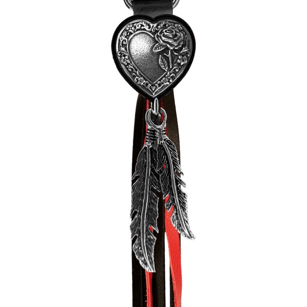 Porte-clés à franges Cœur et rose – franges noires et rouges