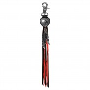 Porte-clés à franges Cœur et rose – franges noires et rouges