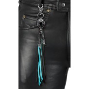 Oval Onyx Concho fringe keyring – worn on leather trousers