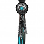 Turquoise Concho fringe keyring – black and turquoise fringes