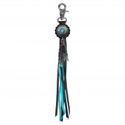 Turquoise Concho fringe keyring – black and turquoise fringes