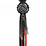 Porte-clés à franges Rose – franges noires et rouges