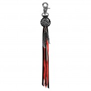 Porte-clés à franges Rose – franges noires et rouges