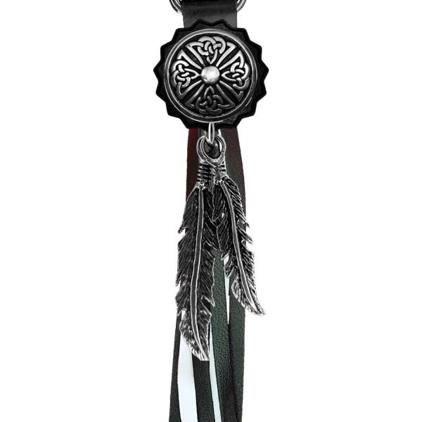 Celtic Cross fringe keyring – black and white fringes