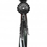 Porte-clés à franges Croix celtique – franges noires et blanches