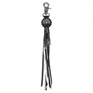 Porte-clés à franges Croix celtique – franges noires et blanches