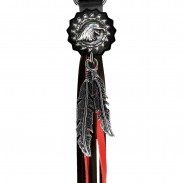 Porte-clés à franges Aigle chaîne – franges noires et rouges