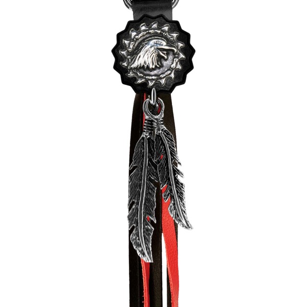 Porte-clés à franges Aigle chaîne – franges noires et rouges