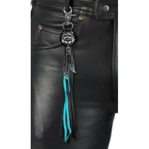 Bulldog fringe keyring – worn on leather trousers