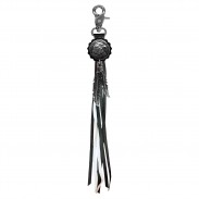 Porte-clés à franges Aigle – franges noires et blanches