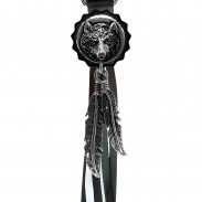 Porte-clés à franges Loup – franges noires et blanches