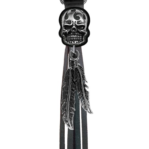Tribal Skull fringe keyring – black fringes