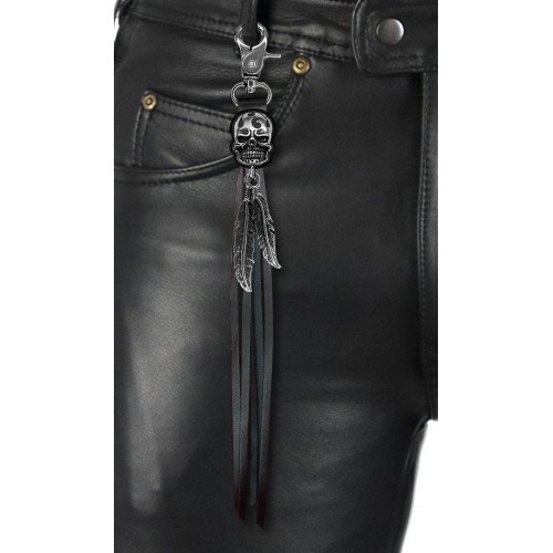 Tribal Skull fringe keyring – worn on leather trousers