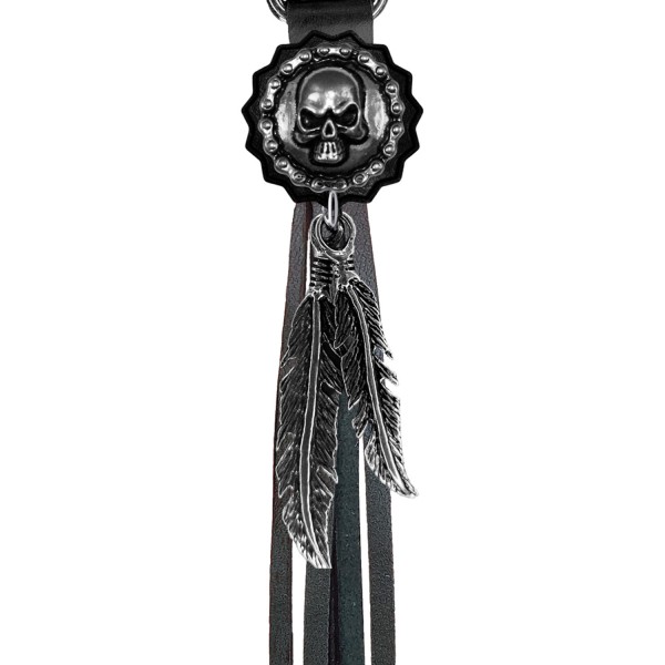 Porte-clés à franges Tête de mort chaîne – franges noires