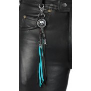 Live Free Ride Hardcore fringe keyring – worn on leather trousers