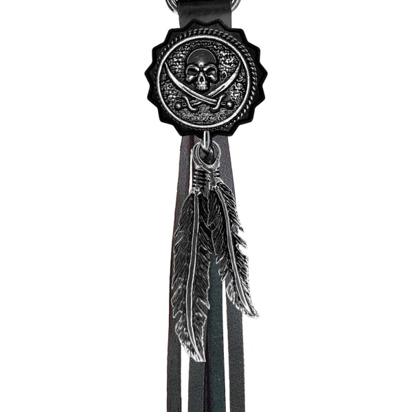 Porte-clés à franges Tête de mort pirate – franges noires