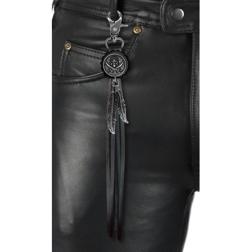 Pirate Skull fringe keyring – worn on leather trousers