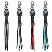 Porte-clés à franges Concho ovale turquoise – les 4 couleurs de franges