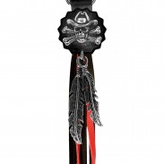 Porte-clés à franges Tête de mort cowboy – franges noires et rouges