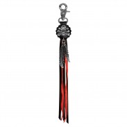 Porte-clés à franges Tête de mort cowboy – franges noires et rouges