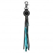 Fransen-Schlüsselanhänger Onyx-Concho – schwarz-türkise Fransen