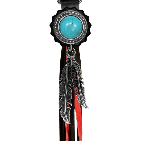 Porte-clés à franges Concho turquoise torsade – franges noires et rouges