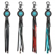 Porte-clés à franges Concho turquoise torsade – les 4 couleurs de franges