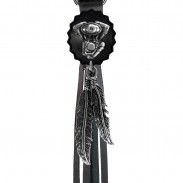 Porte-clés à franges Moteur V-Twin ovale – franges noires