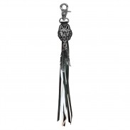 Porte-clés à franges Tête de loup – franges noires et blanches