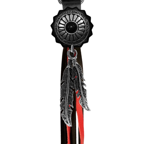 Porte-clés à franges Concho onyx soleil – franges noires et rouges