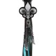 Porte-clés à franges Fleur de lys – franges noires et turquoise