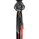 Porte-clés à franges Rose épanouie – franges noires et rouges