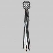 Route 66 – fringe concho – black washer, black and white fringes