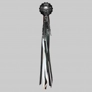 Skull Cross – fringe rivet – black washer, black and white fringes