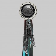 Indien 5 cents – rivet à franges – rondelle blanche, franges noires et turquoise