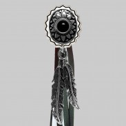 Oval Onyx Concho – fringe rivet – white washer, black and white fringes