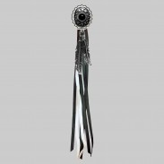 Concho ovale onyx – rivet à franges – rondelle blanche, franges noires et blanches