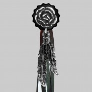 Rose – rivet à franges – rondelle noire, franges noires et blanches