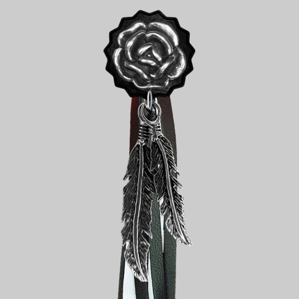 Rose – fringe rivet – black washer, black and white fringes
